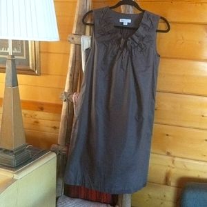 Brown Woven Cotton dress. Beautiful and Unique details! Sz 8.